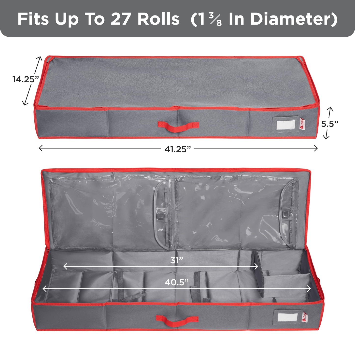 Premium Wrapping Paper Storage – Holds 27 Rolls, Extra Pockets, Underbed Organizer