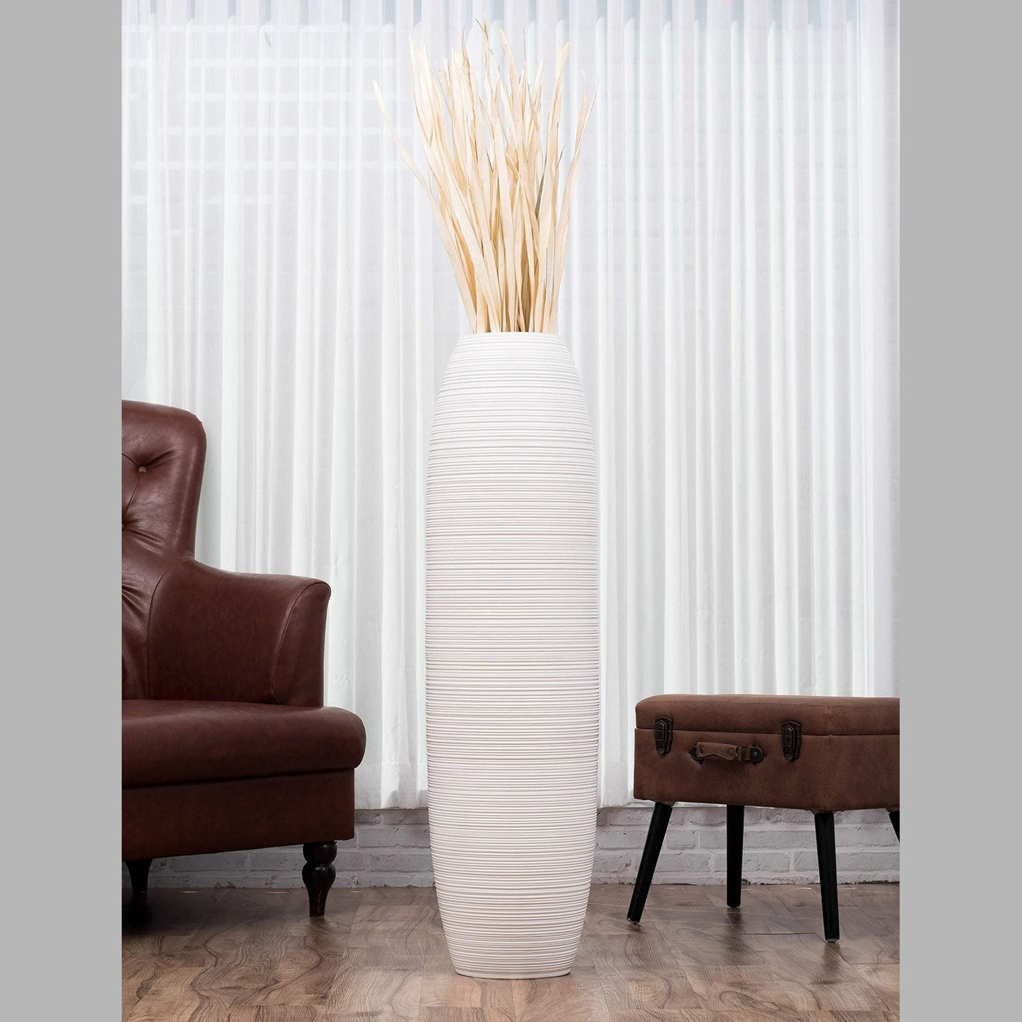 Suuri puinen lattiamaljakko, 70 cm