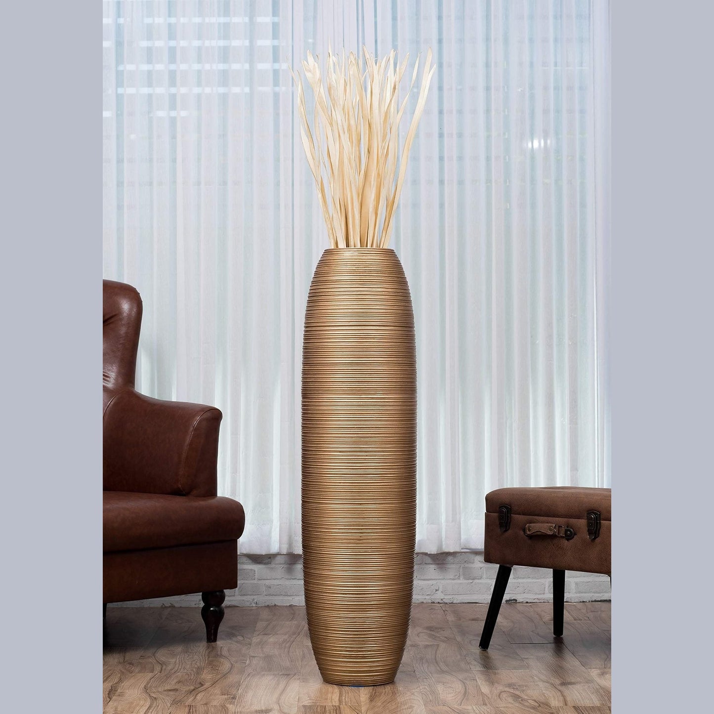 Suuri puinen lattiamaljakko, 70 cm