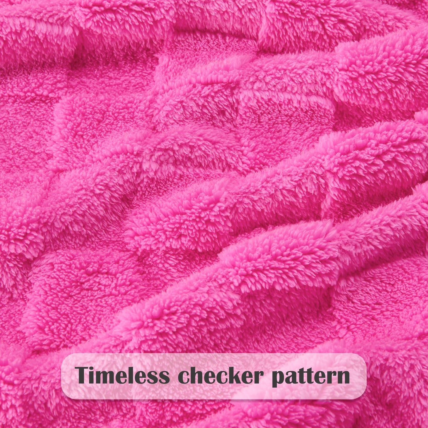 NEWCOSPLAY Super Soft King Blanket – Pink Checkered Flannel Fleece, Lightweight & Silky, All-Season Bed Throw (90"x110").