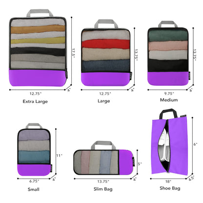 Eono Essentials Compressible Packing Cubes – 4/6-Piece Travel Luggage Organiser Set