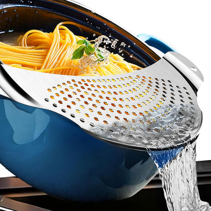 4smile Stainless Steel Pasta Strainer – Flat Space-Saving Pot Sieve for Pots up to 26 cm