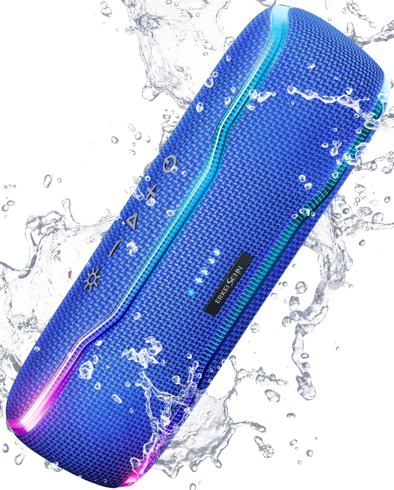 Portable Bluetooth Speaker – IPX7 Waterproof, 25W Super Bass, 24H Playtime, Colorful Lights, 100ft Range, TWS Pairing, Perfect for Outdoor, Party, & Beach.