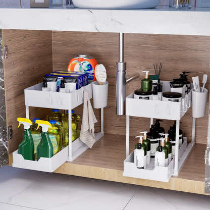 Puricon 2-tasoinen altaan aluskori – monikäyttöinen keittiöhylly ja mausteteline (musta)