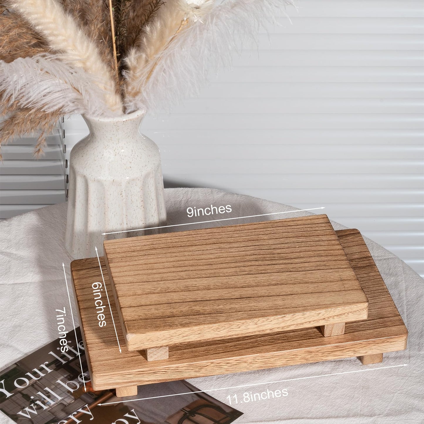 Small Wooden Tray Pedestal Stand