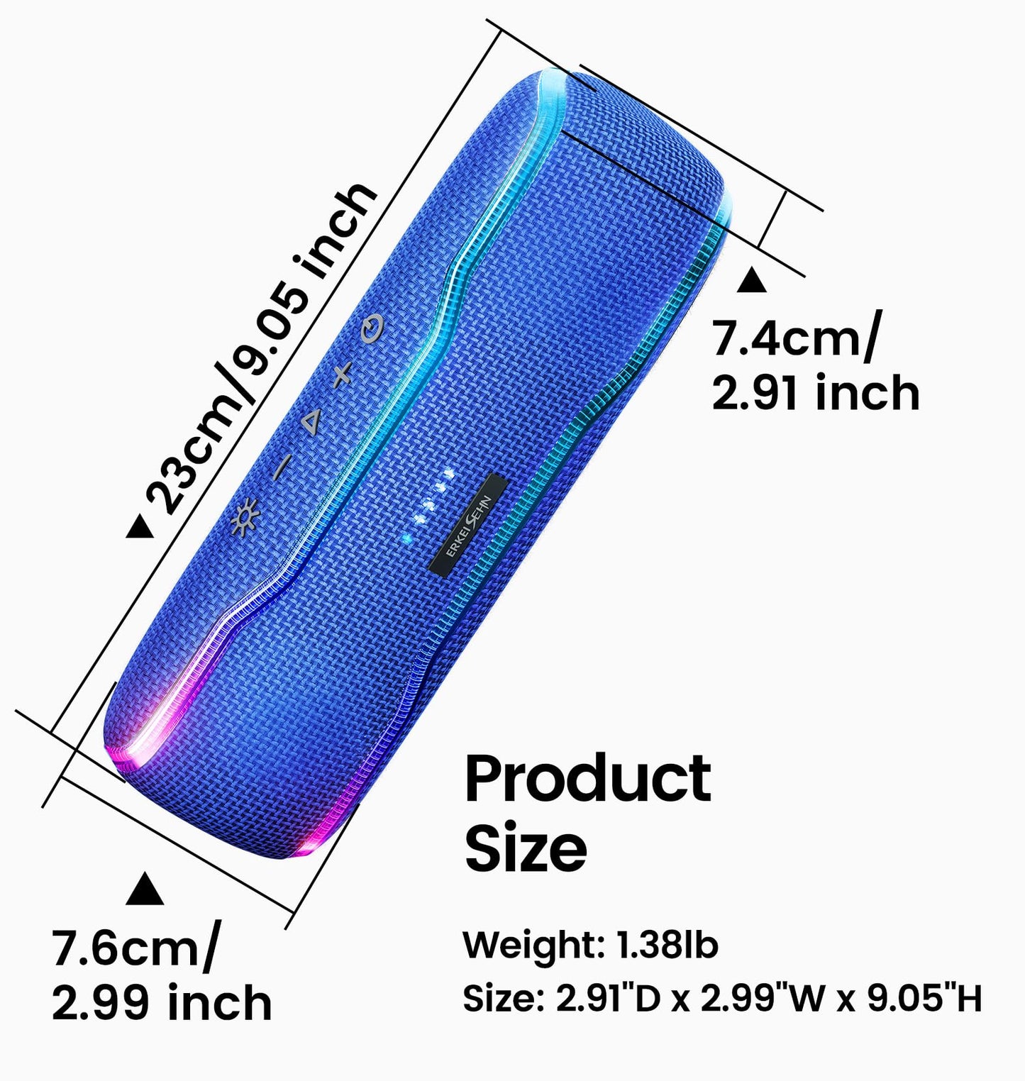 Portable Bluetooth Speaker – IPX7 Waterproof, 25W Super Bass, 24H Playtime, Colorful Lights, 100ft Range, TWS Pairing, Perfect for Outdoor, Party, & Beach.