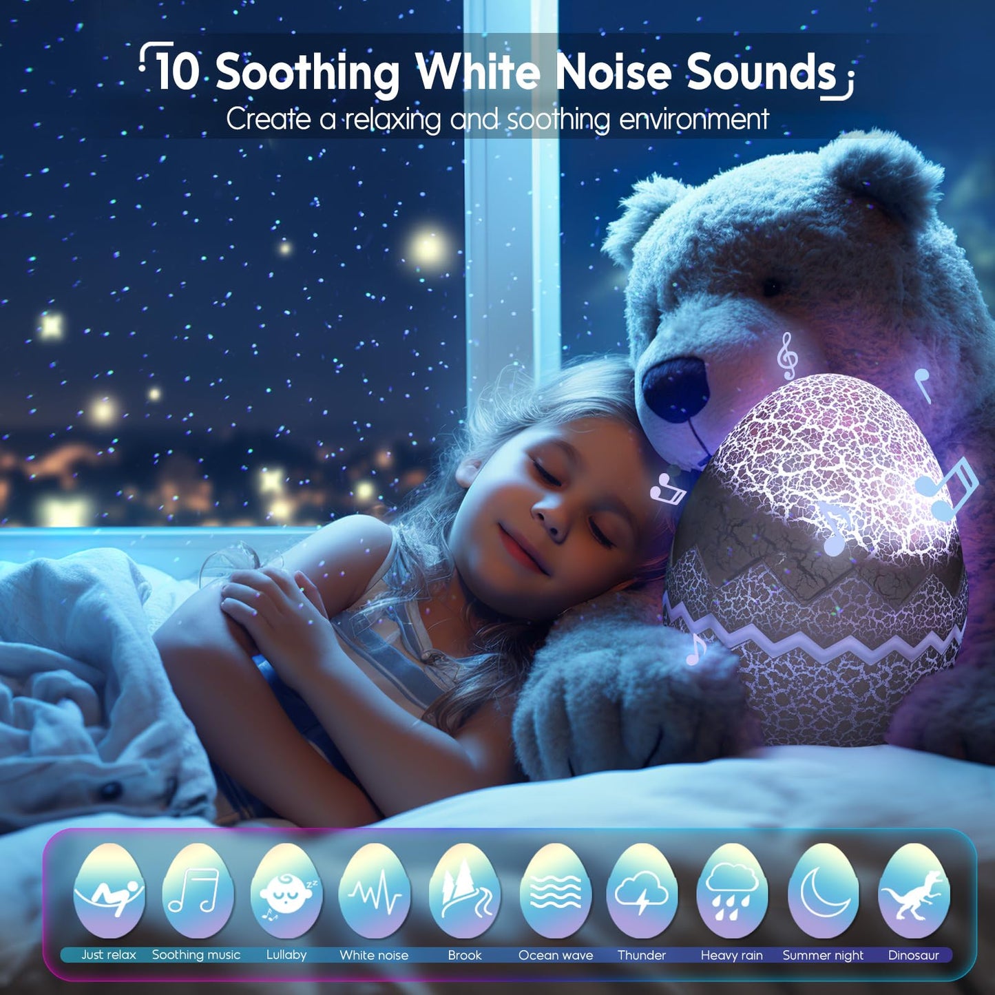 Rossetta Galaxy Star Projector – Night Light, White Noise, Bluetooth Speaker & Remote