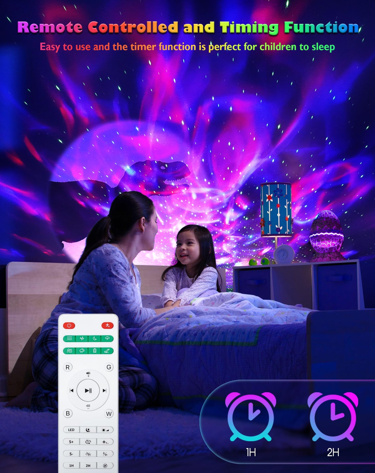 Rossetta Galaxy Star Projector – Night Light, White Noise, Bluetooth Speaker & Remote