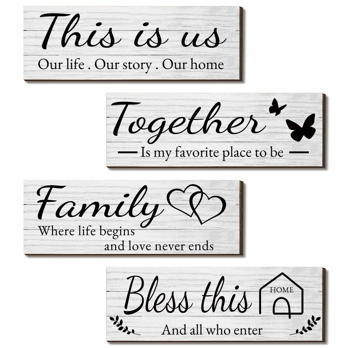 Joyhawk 4 - Piece Rustic Wooden Wall Decor – Farmhouse Signs for Living Room, Bedroom, Kitchen (Grey, 4.7" x 13.8"). - Easiley - B0B7RQ1H45