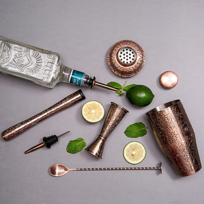 SKY FISH Cocktail Jigger | 3D-Geprägtes Doppel Spiritus-Messgerät | Japanischen Barmaß mit Skala 1oz/2oz | Antik-Kupfer Cocktail Messbecher | Handwäsche.
