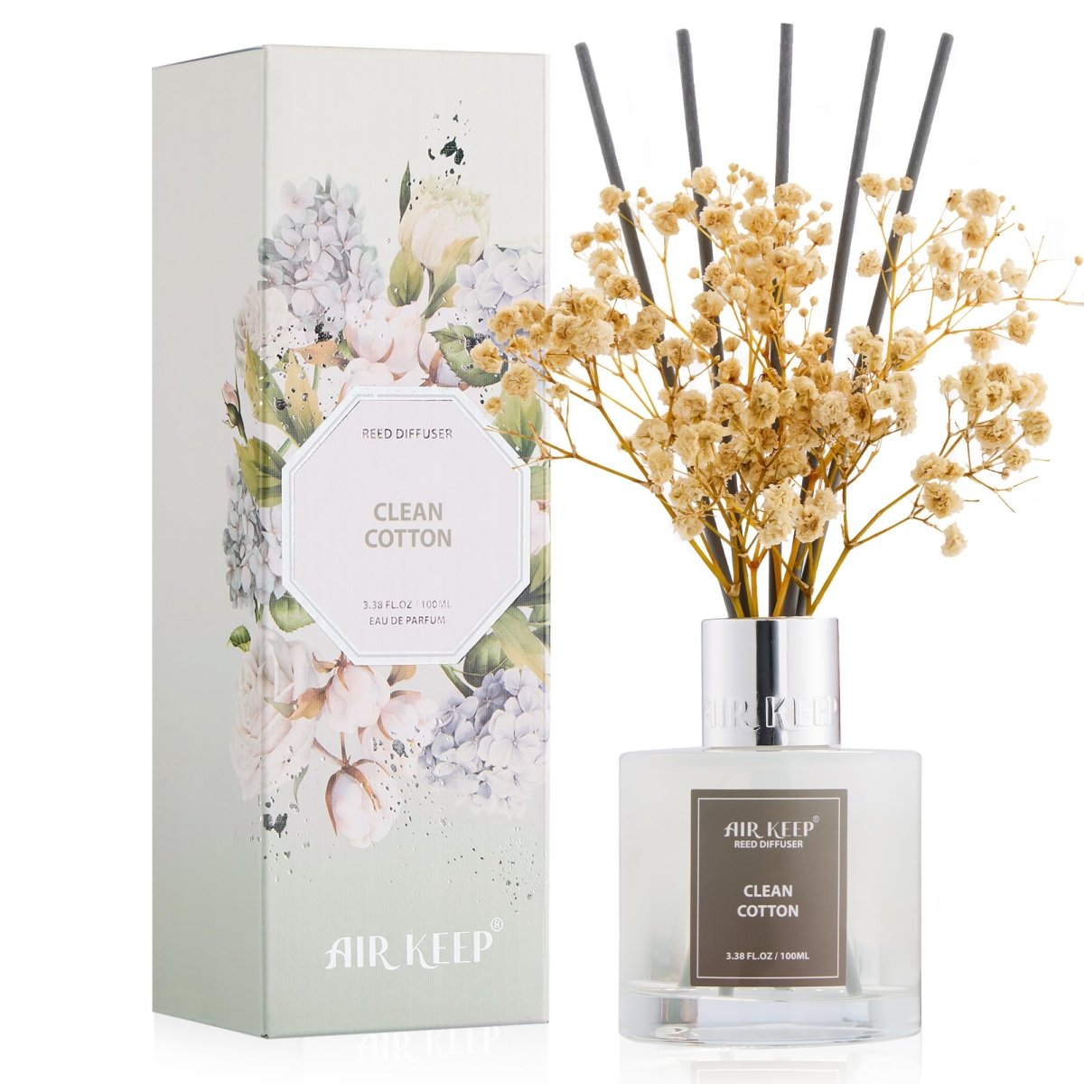 Reed Diffuser Set (3.38 fl oz) – Clean Linen Scent with 8 Sticks, Home Fragrance for Bathroom & Shelf Decor - Easiley - B0D8T82MCP