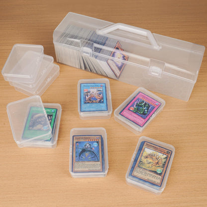 NiHome Transparent Trading Card Storage Box with 9 Compartments – Water & Dustproof, Portable Handle Case