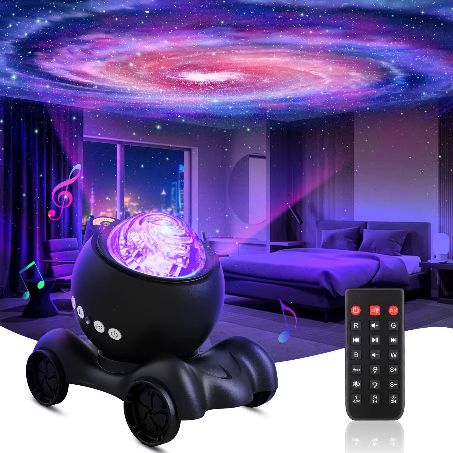 ENOKIK Galaxy Projector – Star & Aurora Night Light with Bluetooth Speaker & White Noise