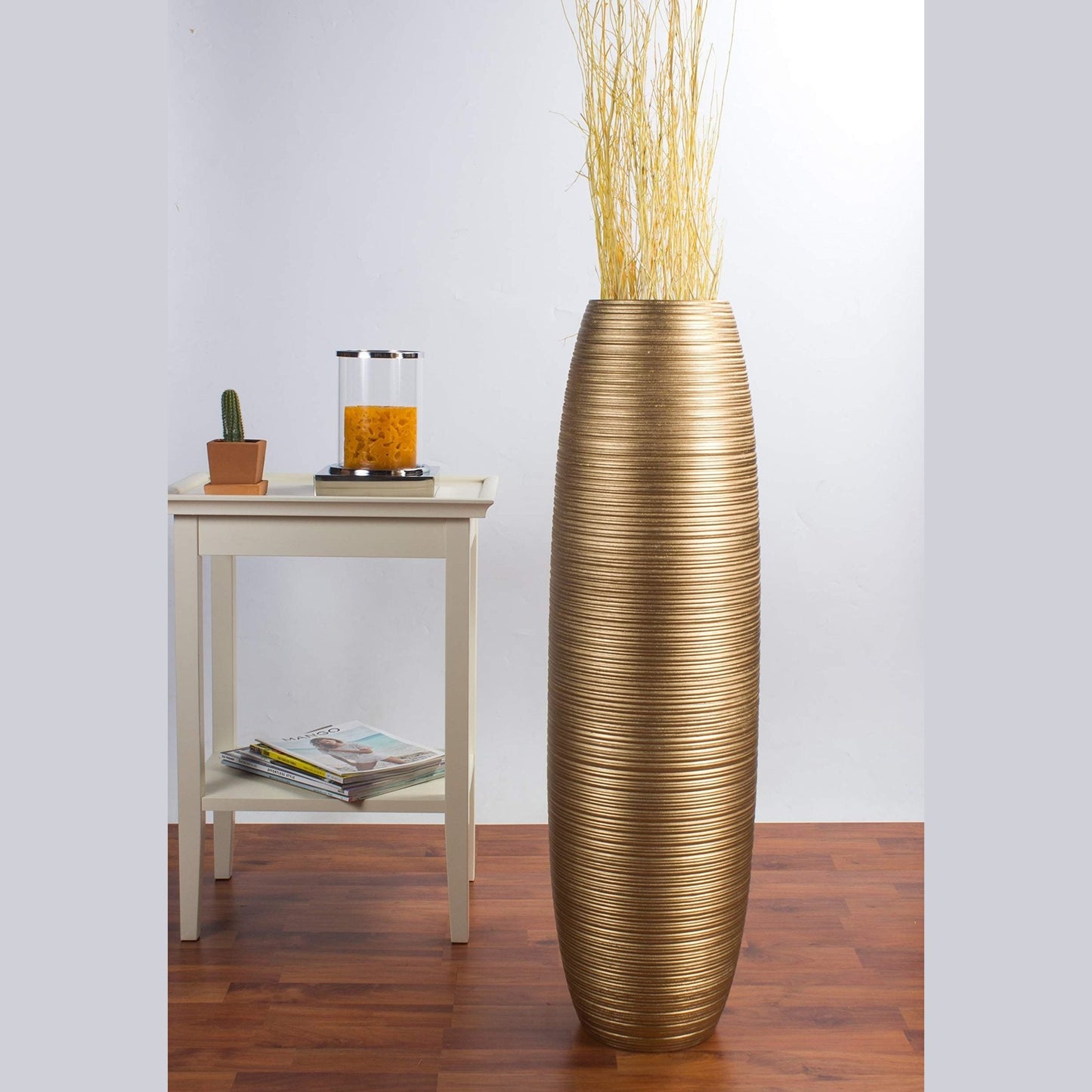 Suuri puinen lattiamaljakko, 70 cm