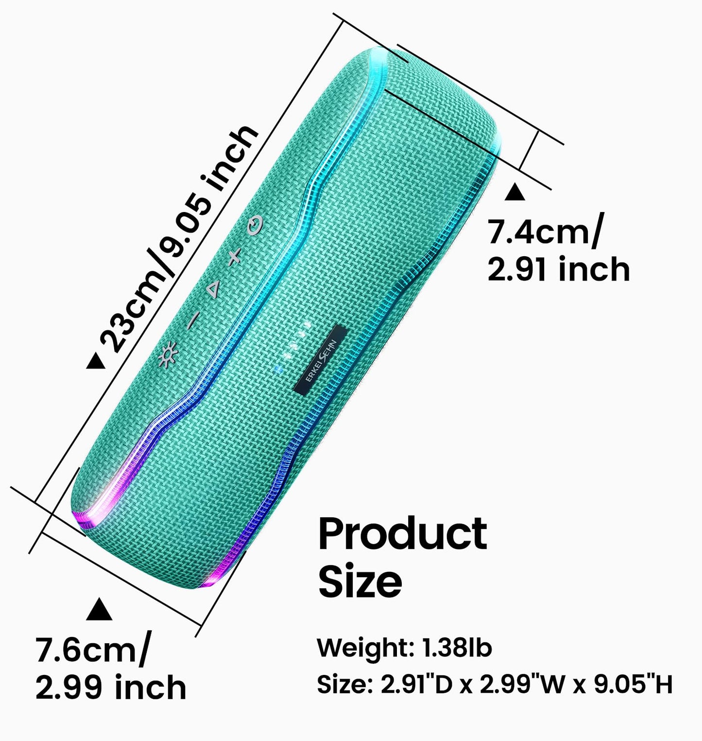 Portable Bluetooth Speaker – IPX7 Waterproof, 25W Super Bass, 24H Playtime, Colorful Lights, 100ft Range, TWS Pairing, Perfect for Outdoor, Party, & Beach.