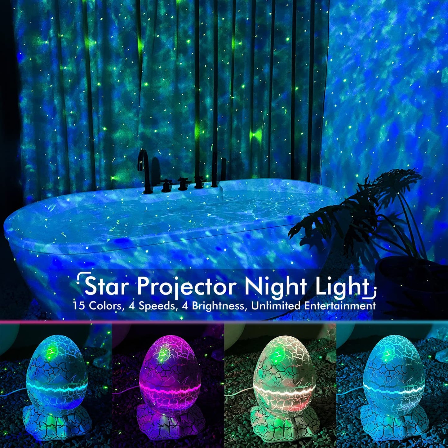 Rossetta Galaxy Star Projector – Night Light, White Noise, Bluetooth Speaker & Remote