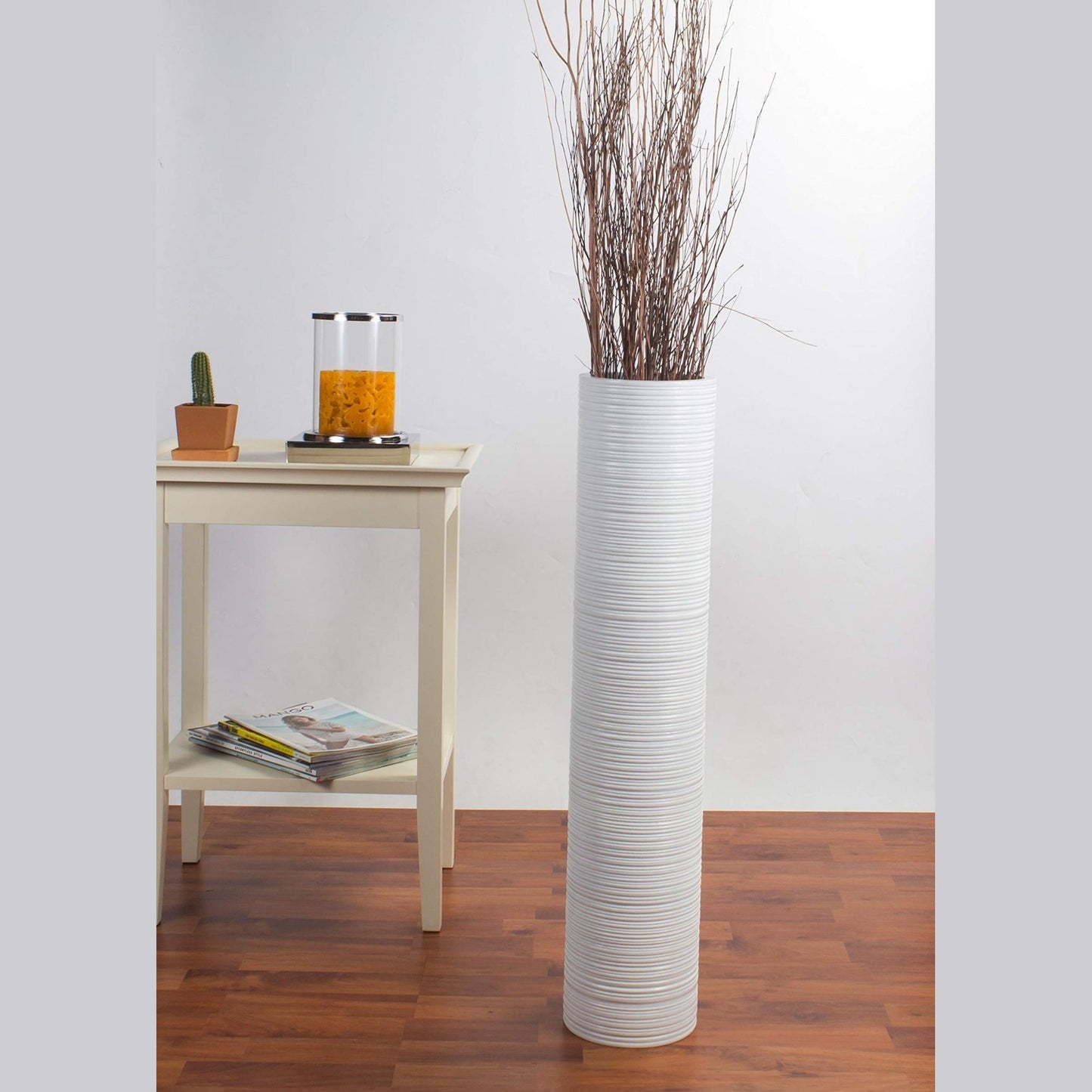 Puinen lattiamaljakko pampaheinille & oksille, 70 cm