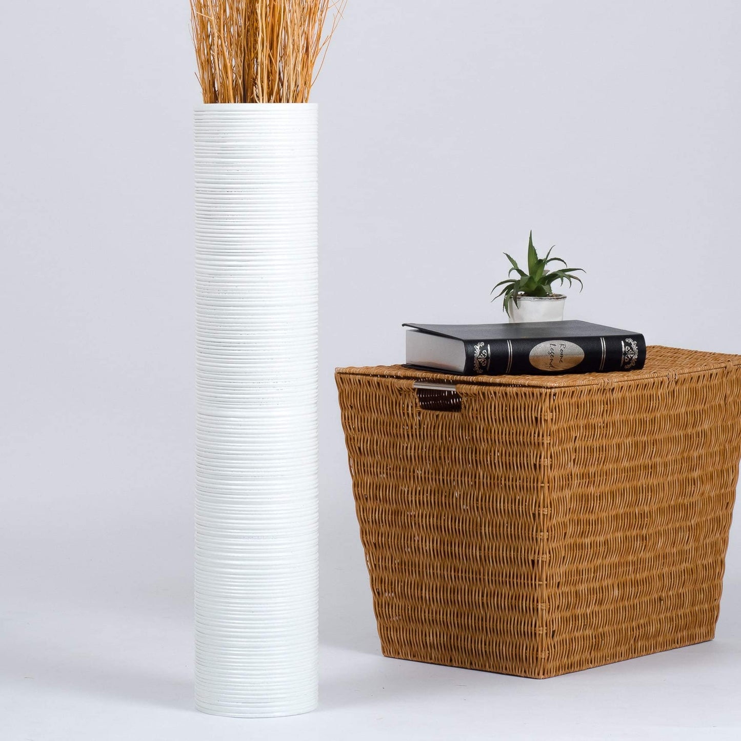 Puinen lattiamaljakko pampaheinille & oksille, 70 cm
