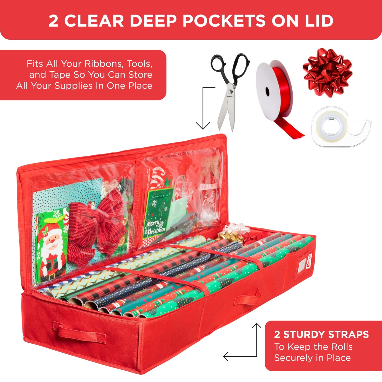 Premium Wrapping Paper Storage – Holds 27 Rolls, Extra Pockets, Underbed Organizer