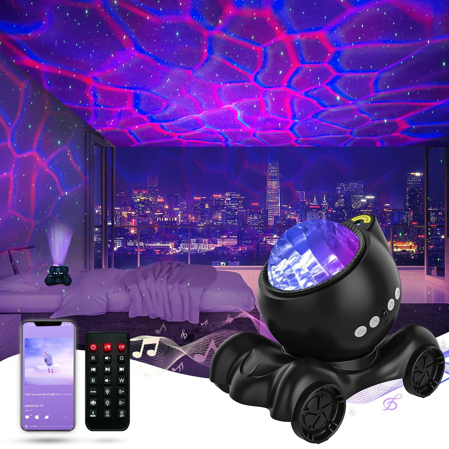 ENOKIK Galaxy Projector – Star & Aurora Night Light with Bluetooth Speaker & White Noise