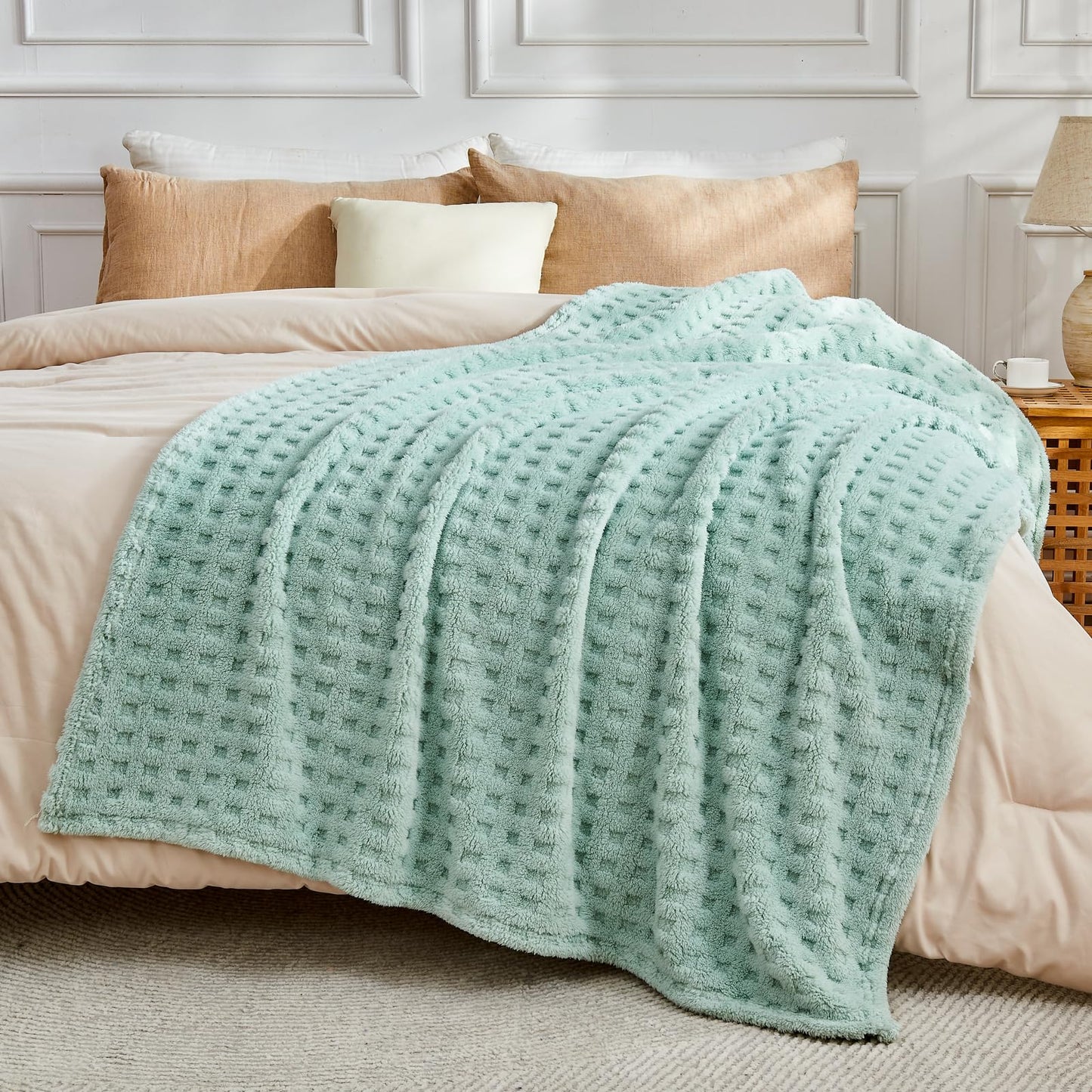 NEWCOSPLAY Super Soft King Blanket – Pink Checkered Flannel Fleece, Lightweight & Silky, All-Season Bed Throw (90"x110").