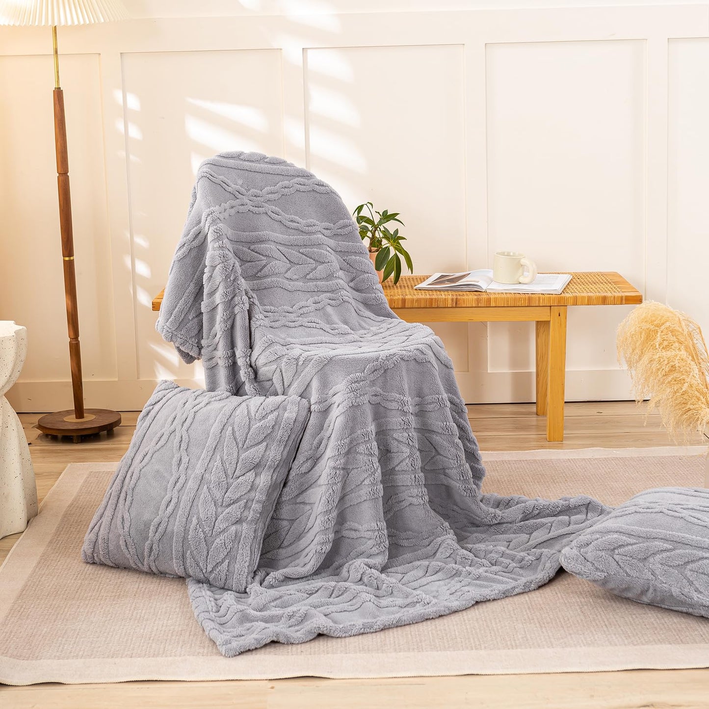 YUSOKI Sherpa Throw Blanket – Soft, Fuzzy & Warm 3D Plush for Couch, Bed & Sofa (Tan, 50"x65")