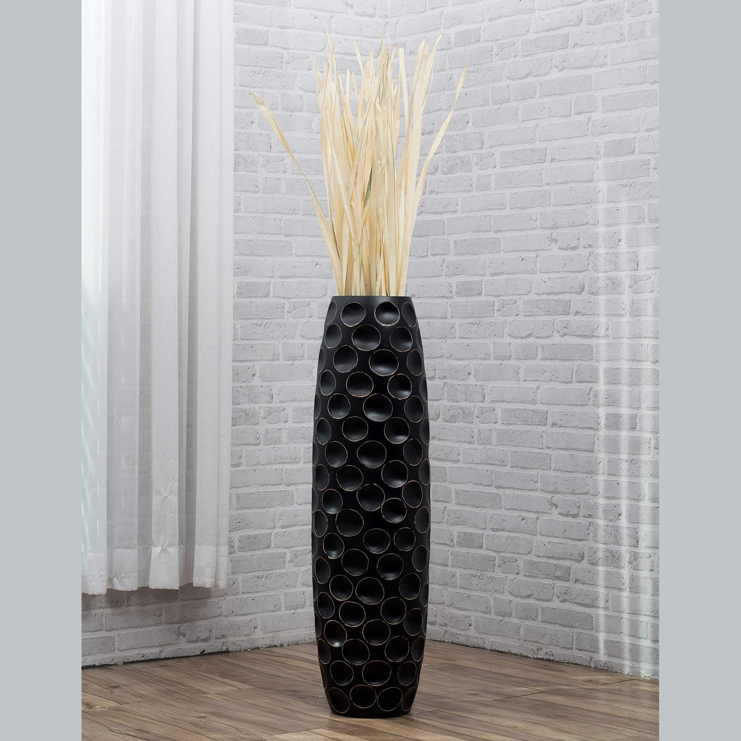 Suuri puinen lattiamaljakko, 70 cm