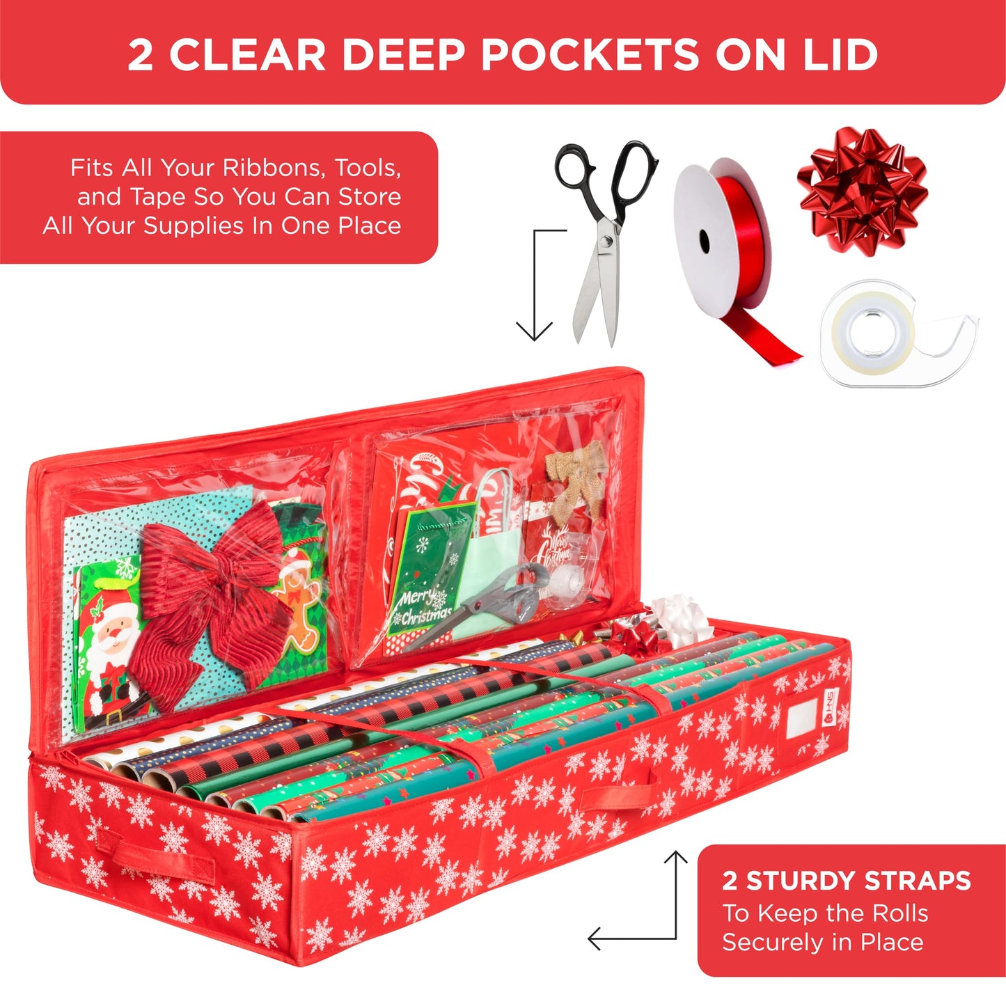 Premium Wrapping Paper Storage – Holds 27 Rolls, Extra Pockets, Underbed Organizer