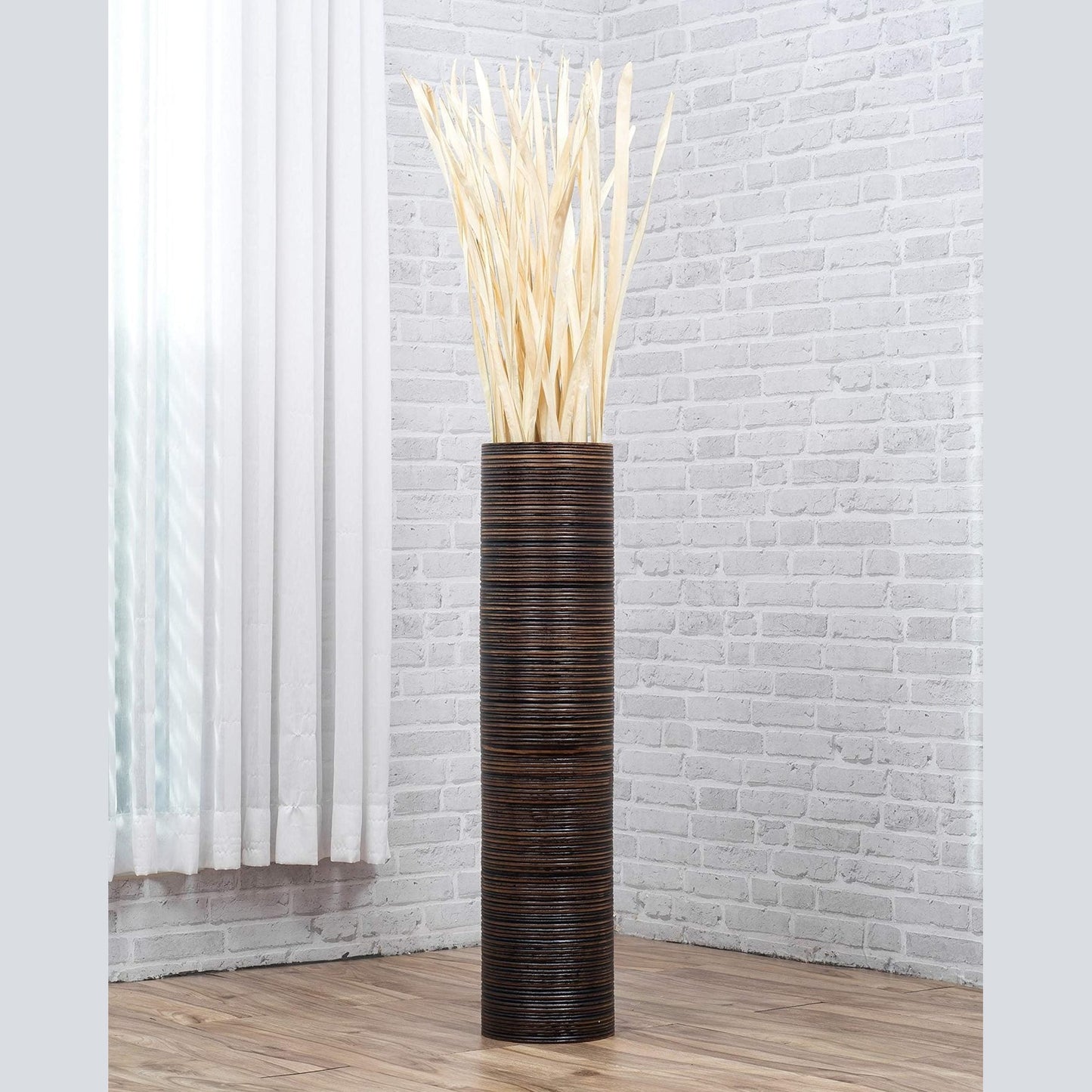 Puinen lattiamaljakko pampaheinille & oksille, 70 cm