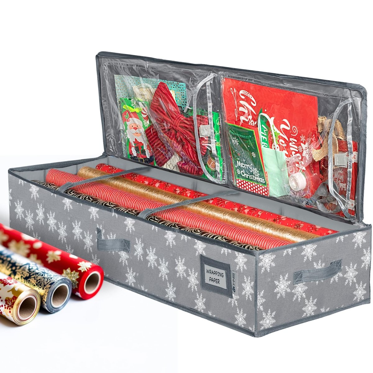 Premium Wrapping Paper Storage – Holds 27 Rolls, Extra Pockets, Underbed Organizer