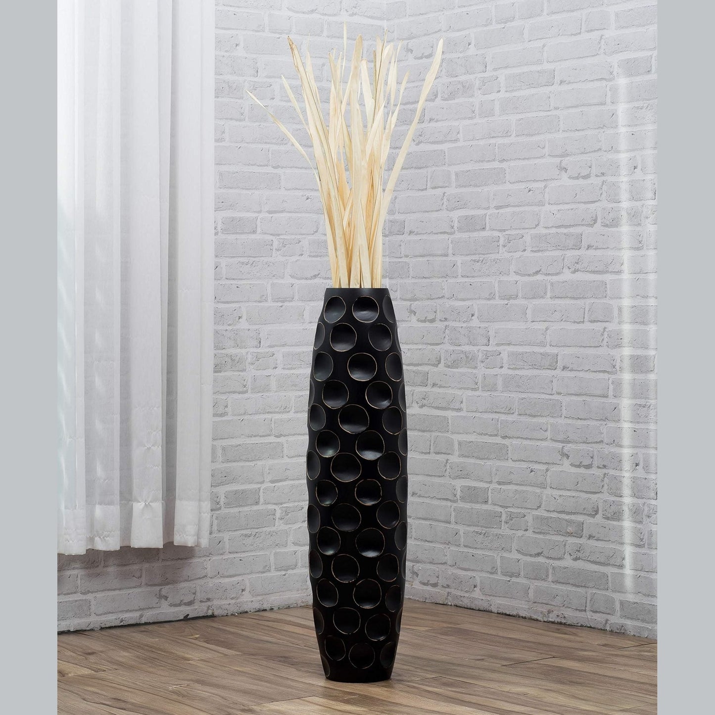 Suuri puinen lattiamaljakko, 70 cm
