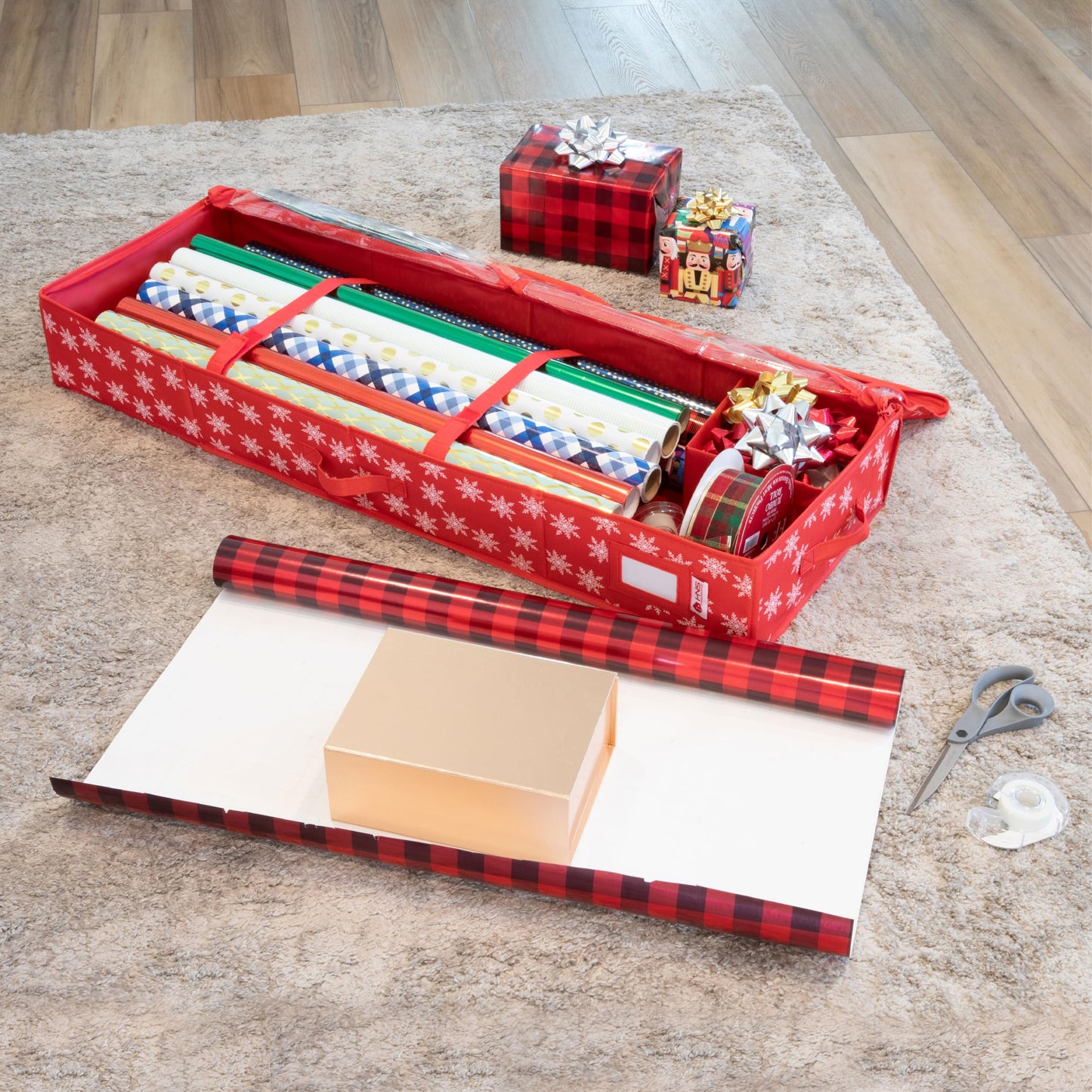 Premium Wrapping Paper Storage – Holds 27 Rolls, Extra Pockets, Underbed Organizer