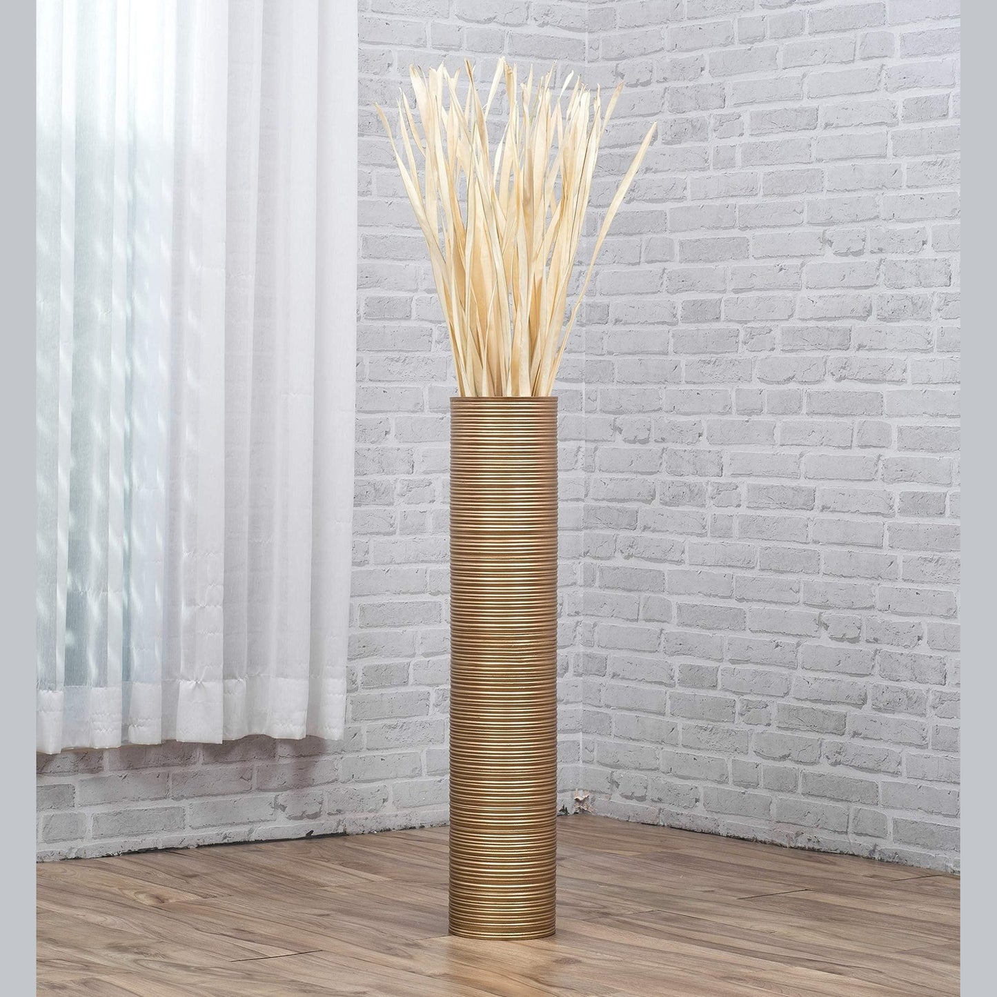 Puinen lattiamaljakko pampaheinille & oksille, 70 cm