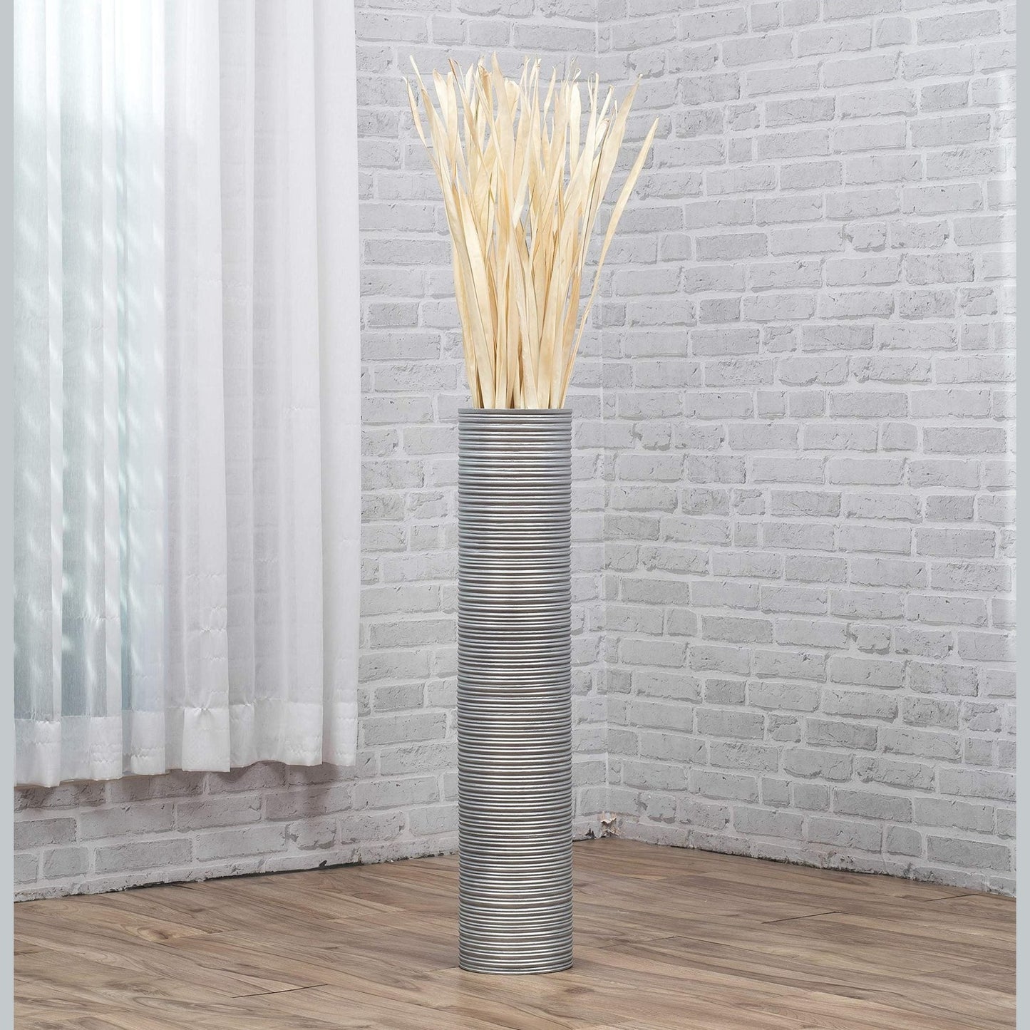 Puinen lattiamaljakko pampaheinille & oksille, 70 cm