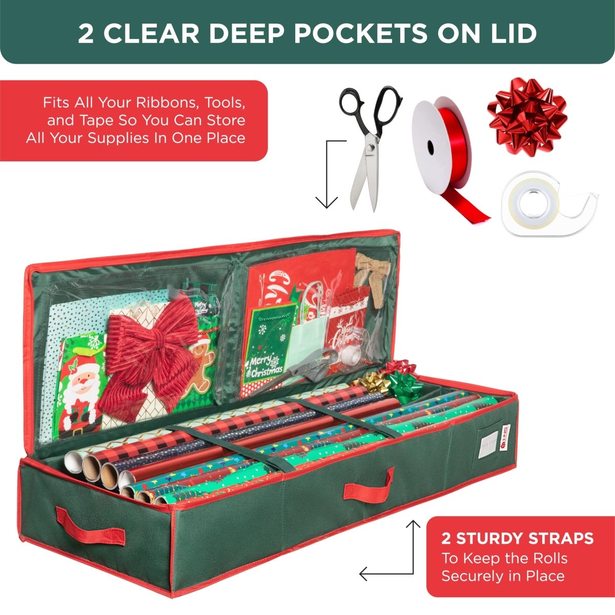 Premium Wrapping Paper Storage – Holds 27 Rolls, Extra Pockets, Underbed Organizer