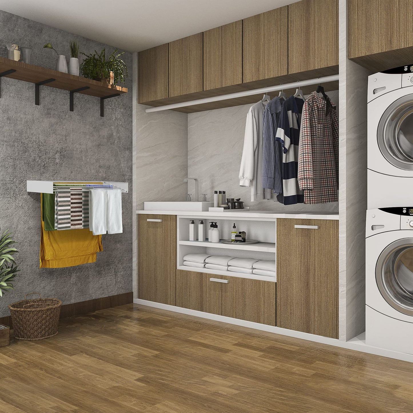 Seinään taittuva pyykinkuivain 70 cm