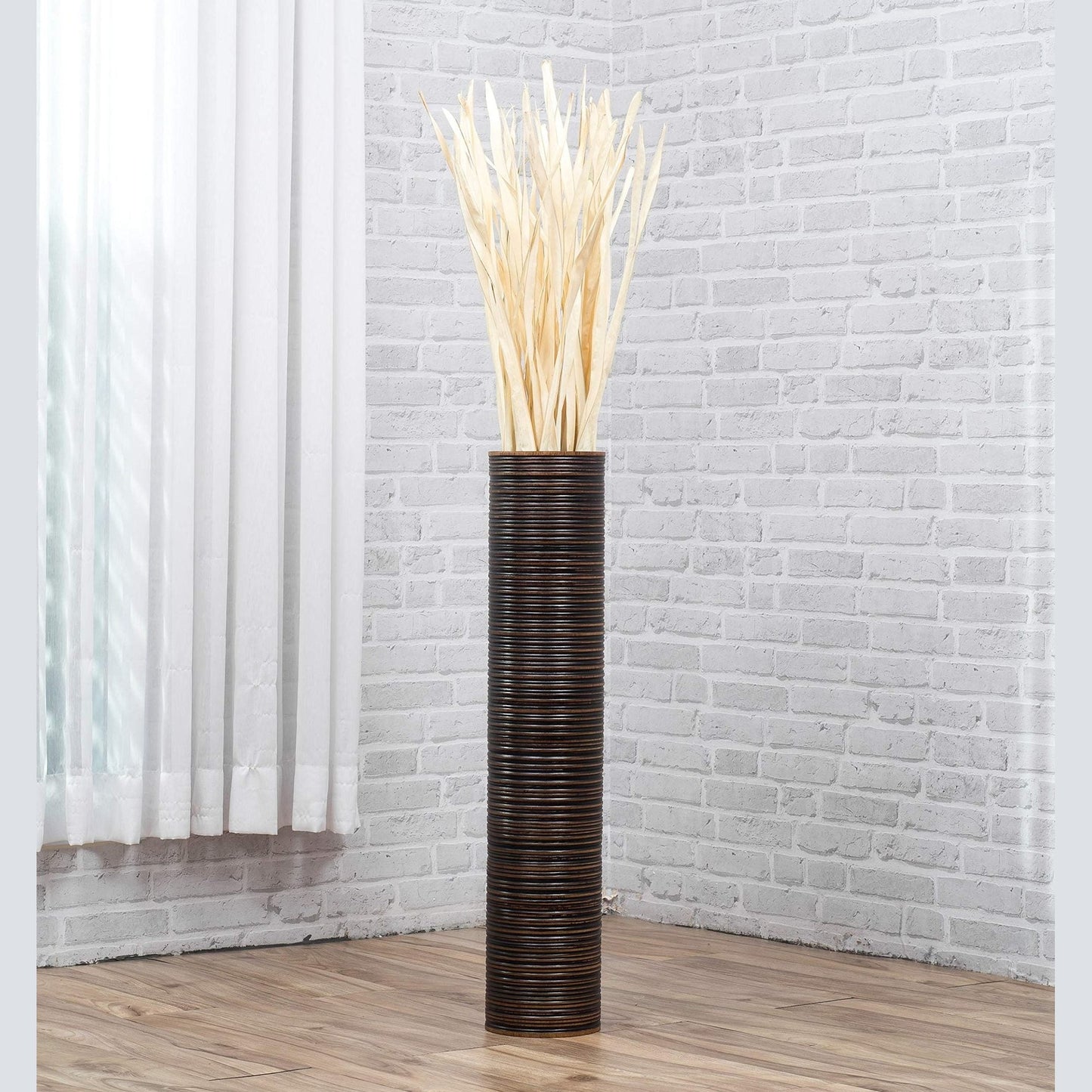 Puinen lattiamaljakko pampaheinille & oksille, 70 cm