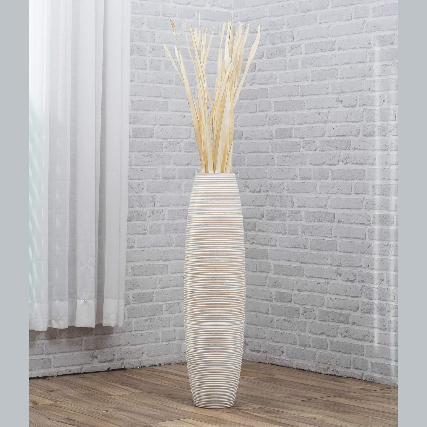 Suuri puinen lattiamaljakko, 70 cm
