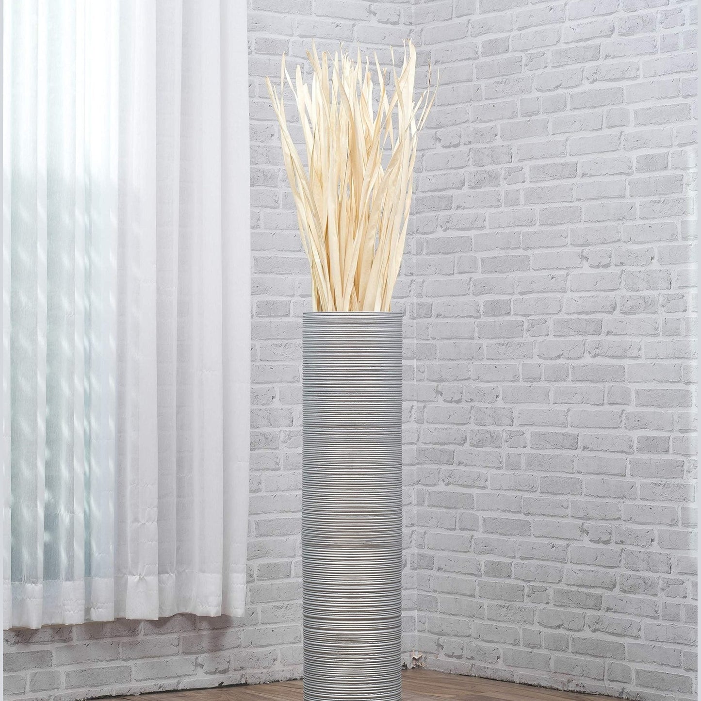 Puinen lattiamaljakko pampaheinille & oksille, 70 cm