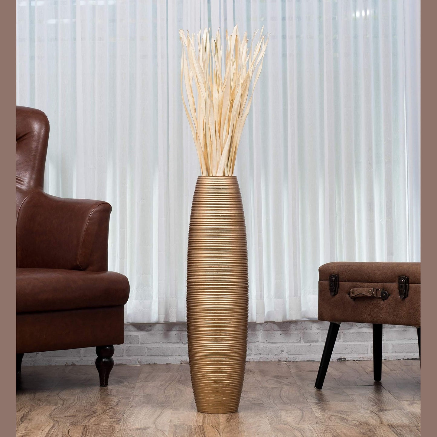 Suuri puinen lattiamaljakko, 70 cm