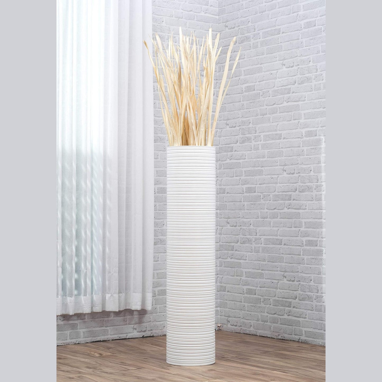 Puinen lattiamaljakko pampaheinille & oksille, 70 cm
