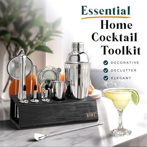 BARE BARREL® 14-Piece Professional Cocktail Making Set - 7 colors | Includes 28oz Boston Shaker & Home Bar Mixing Tools with 35 Recipe Cards | Ideal Bartending Kit Gift Set - Easiley - B0CH83JXCR