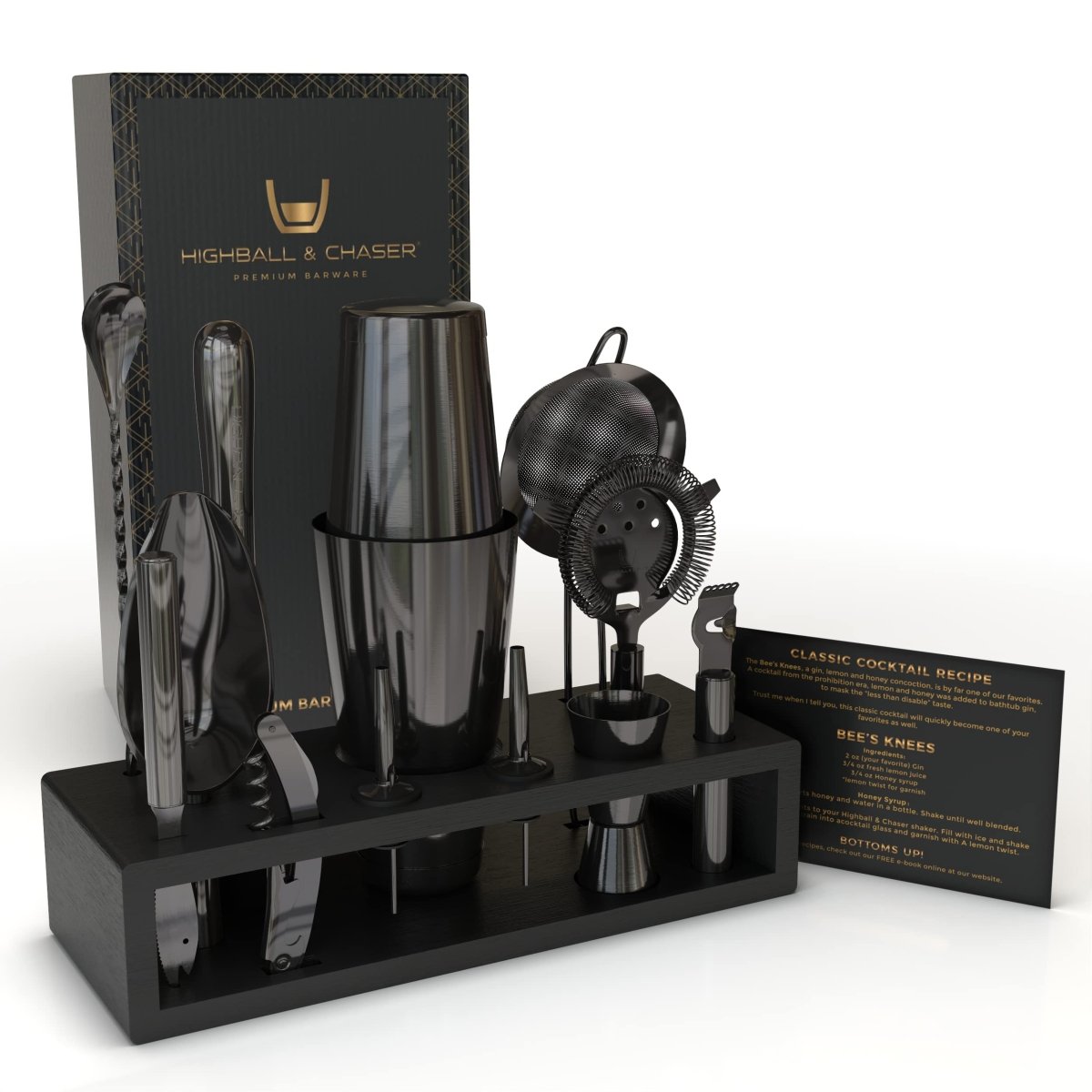 Gunmetal Black 13-Piece Boston Cocktail Shaker Set - Complete Mixology Bartender Kit with Bar Accessories - Easiley - B07S8QH2CD