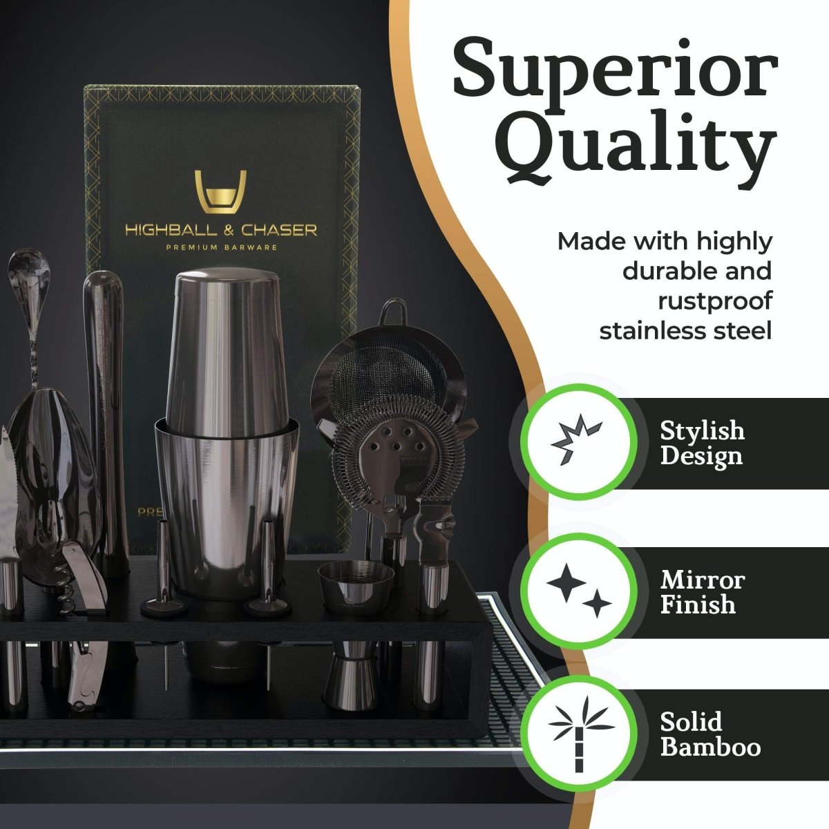 Gunmetal Black 13-Piece Boston Cocktail Shaker Set - Complete Mixology Bartender Kit with Bar Accessories - Easiley - B07S8QH2CD