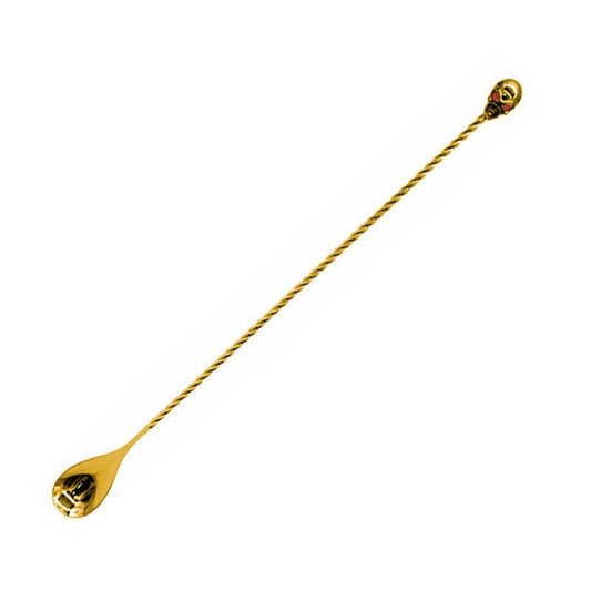 Gold Plated Skull Bar Spoon 430mm 17in - Easiley - BRSP1045-8